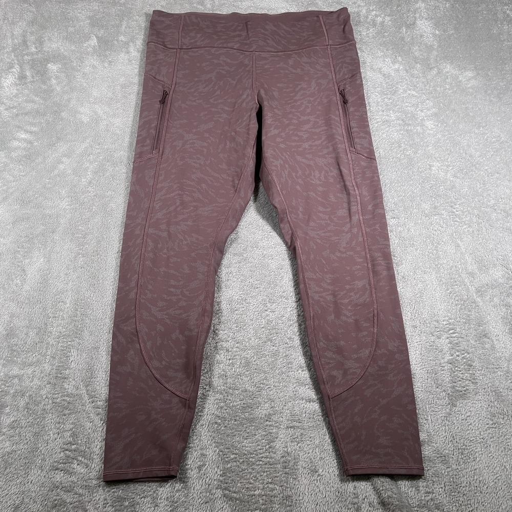 Athleta Leggings Womens XL Purple Rainier Printed Tight High Rise Yoga Pants